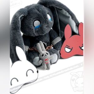 Mental Health support Plushie Authentic Dreadful PTSD Bunny w/ Bag and 2 masks